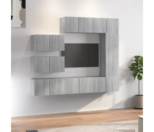 8-Daļīgs Tv Skapīšu Komplekts, Pelēka Ozola, Inženierijas Koks Vidaxl