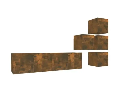 6-Daļīgs Tv Skapīšu Komplekts, Ozola Krāsa, Inženierijas Koks Vidaxl 6-Daļīgs Tv Skapīšu Komplekts, Ozola Krāsa, Inženierijas Koks Vidaxl