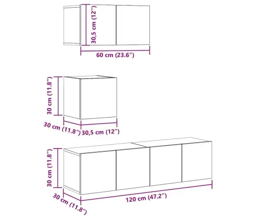 4-Daļīgs Tv Skapīšu Komplekts, Ozola Krāsa, Inženierijas Koks Vidaxl 4-Daļīgs Tv Skapīšu Komplekts, Ozola Krāsa, Inženierijas Koks Vidaxl