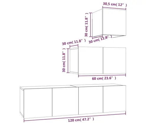 4-Daļīgs Tv Skapīšu Komplekts, Ozola Krāsa, Inženierijas Koks Vidaxl 4-Daļīgs Tv Skapīšu Komplekts, Ozola Krāsa, Inženierijas Koks Vidaxl