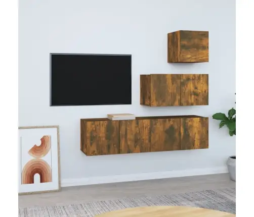 4-Daļīgs Tv Skapīšu Komplekts, Ozola Krāsa, Inženierijas Koks Vidaxl 4-Daļīgs Tv Skapīšu Komplekts, Ozola Krāsa, Inženierijas Koks Vidaxl