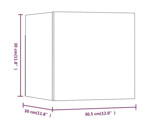 Sienas Tv Skapīši, 8 Gab., Pelēcīga Ozola Krāsa, 30,5X30X30 Cm Vidaxl