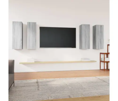 Tv Skapīši, 4 Gab., Pelēcīgi, 30,5X30X90 Cm, Inženierijas Koks Vidaxl