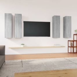 Tv Skapīši, 4 Gab., Pelēcīgi, 30,5X30X110 Cm, Inženierijas Koks Vidaxl