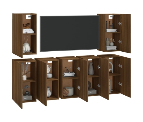 Tv Skapīši, 7 Gab., Brūna Ozola 30,5X30X60 Cm Inženierijas Koks Vidaxl