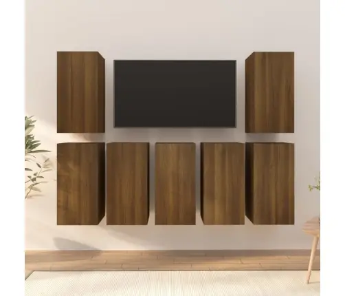 Tv Skapīši, 7 Gab., Brūna Ozola 30,5X30X60 Cm Inženierijas Koks Vidaxl