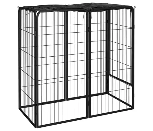 Koera Mänguaedik 6 Paneeli Must 50X100 cm Pulbervärvitud Teras