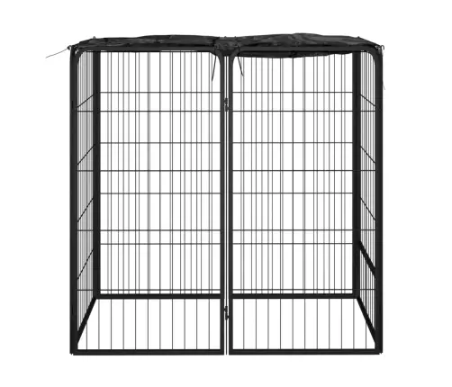 Koera Mänguaedik 6 Paneeli Must 50X100 cm Pulbervärvitud Teras