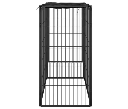 Koera Mänguaedik 6 Paneeli Must 50X100 cm Pulbervärvitud Teras