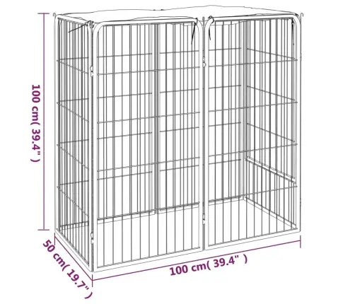 Koera Mänguaedik 6 Paneeli Must 50X100 cm Pulbervärvitud Teras