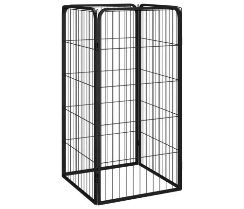 Koera Mänguaedik 4 Paneeli Must 50X100 cm Pulbervärvitud Teras