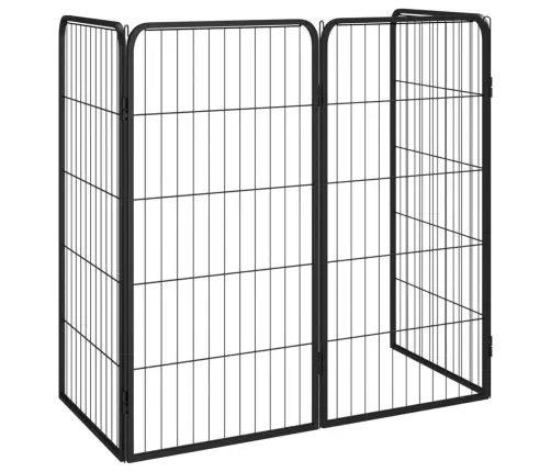 Koera Mänguaedik 4 Paneeli Must 50X100 cm Pulbervärvitud Teras