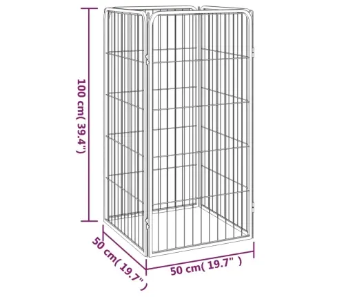 Koera Mänguaedik 4 Paneeli Must 50X100 cm Pulbervärvitud Teras