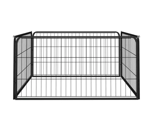 Koera Mänguaedik 4 Paneeli Must 100X50 Cm Pulbervärvitud Teras