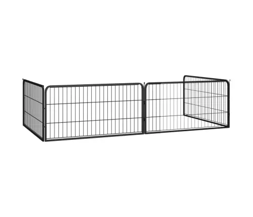 Koera Mänguaedik 4 Paneeli Must 100X50 Cm Pulbervärvitud Teras