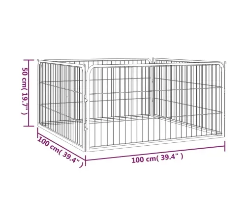 Koera Mänguaedik 4 Paneeli Must 100X50 Cm Pulbervärvitud Teras