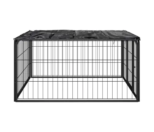 Suņu Sētiņa, 4 Paneļi, Melna, 100X50 Cm, Pulverkrāsots Tērauds Vidaxl