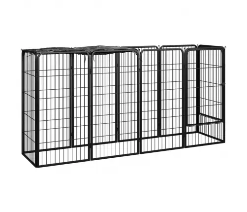 10 Paneeliga Koera Mänguaed Must 50X100 Cm Pulbervärvitud Teras