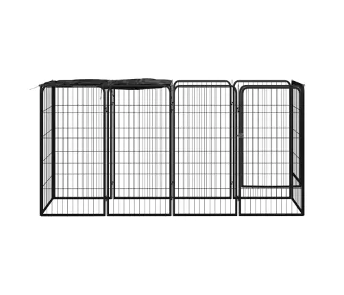 10 Paneeliga Koera Mänguaed Must 50X100 Cm Pulbervärvitud Teras