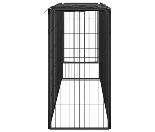 10 Paneeliga Koera Mänguaed Must 50X100 Cm Pulbervärvitud Teras