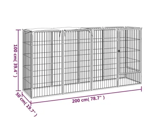 10 Paneeliga Koera Mänguaed Must 50X100 Cm Pulbervärvitud Teras