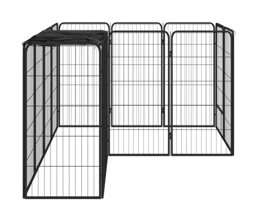 Suņu Sētiņa, 14 Paneļi, Melna, 50X100 Cm, Pulverkrāsots Tērauds Vidaxl