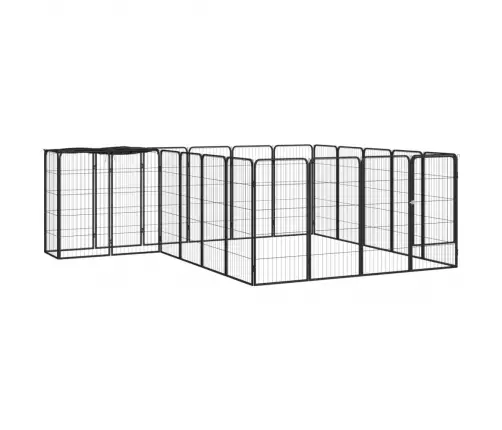 Suņu Sētiņa, 22 Paneļi, Melna, 50X100 Cm, Pulverkrāsots Tērauds Vidaxl
