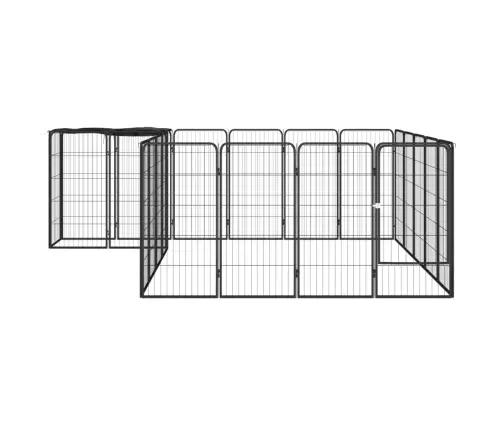 Suņu Sētiņa, 22 Paneļi, Melna, 50X100 Cm, Pulverkrāsots Tērauds Vidaxl
