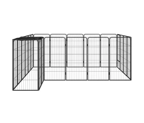Suņu Sētiņa, 22 Paneļi, Melna, 50X100 Cm, Pulverkrāsots Tērauds Vidaxl
