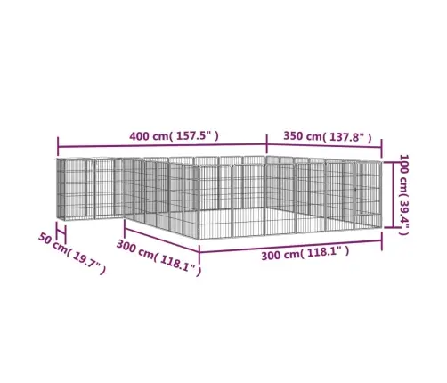 30 Paneeliga Koera Mänguaed Must 50X100 Cm Pulbervärvitud Teras