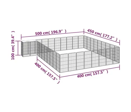 38 Paneeliga Koera Mänguaed Must 50X100 Cm Pulbervärvitud Teras