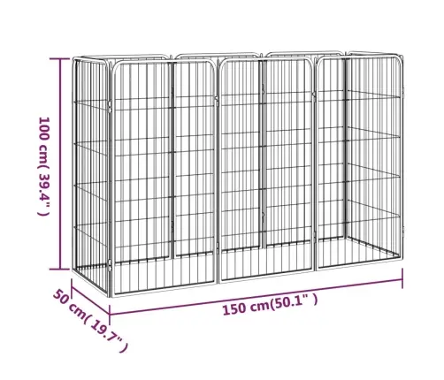 Šunų Aptvaras, 8 Segmentai, Juodas, 50X100cm Plienas