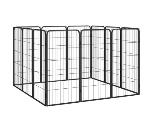 12 Paneeliga Koera Mänguaed Must 50X100 Cm Pulbervärvitud Teras