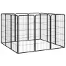 12 Paneeliga Koera Mänguaed Must 50X100 Cm Pulbervärvitud Teras