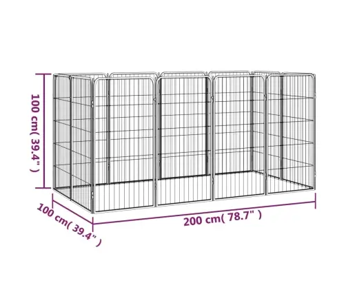 12 Paneeliga Koera Mänguaed Must 50X100 Cm Pulbervärvitud Teras