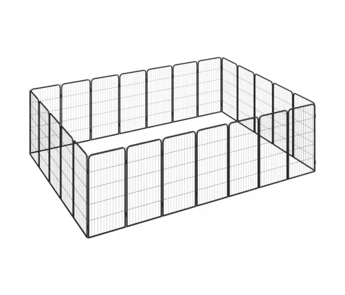 Suņu Sētiņa, 24 Paneļi, Melna, 50X100 Cm, Pulverkrāsots Tērauds Vidaxl