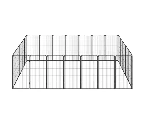 Suņu Sētiņa, 24 Paneļi, Melna, 50X100 Cm, Pulverkrāsots Tērauds Vidaxl