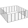 Suņu Sētiņa, 24 Paneļi, Melna, 50X100 Cm, Pulverkrāsots Tērauds Vidaxl