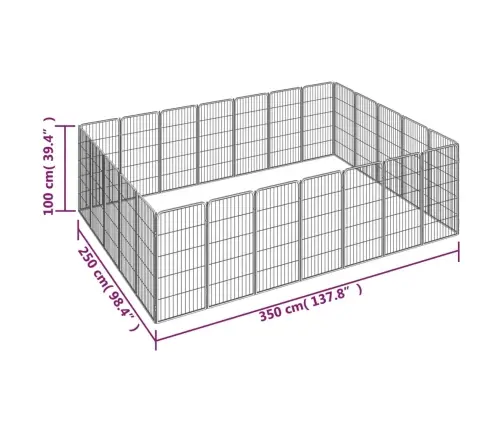 Suņu Sētiņa, 24 Paneļi, Melna, 50X100 Cm, Pulverkrāsots Tērauds Vidaxl