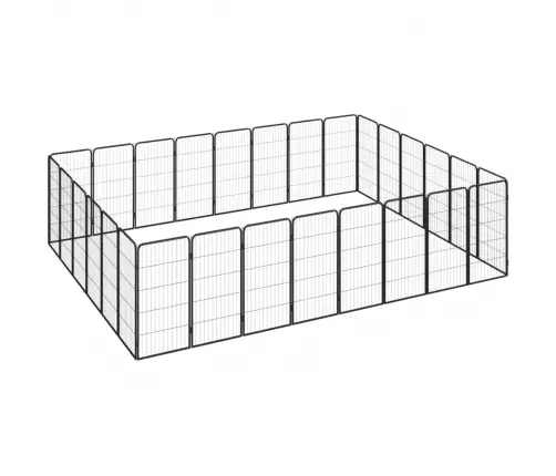 28 Paneeliga Koera Mänguaed Must 50X100 Cm Pulbervärvitud Teras