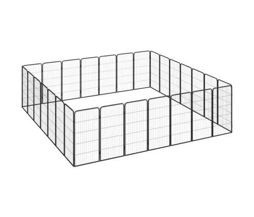 28 Paneeliga Koera Mänguaed Must 50X100 Cm Pulbervärvitud Teras