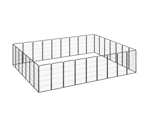 32 Paneeliga Koera Mänguaed Must 50X100 Cm Pulbervärvitud Teras