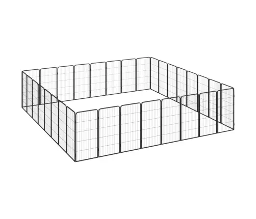32 Paneeliga Koera Mänguaed Must 50X100 Cm Pulbervärvitud Teras