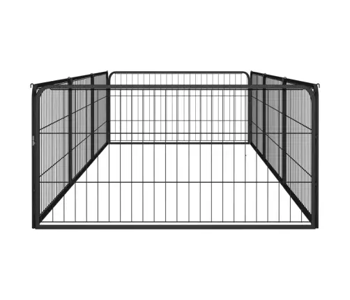 Suņu Sētiņa, 8 Paneļi, Melna, 100X50 Cm, Pulverkrāsots Tērauds Vidaxl