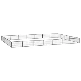 24 Paneeliga Koera Mänguaed Must 100X50 Cm Pulbervärvitud Teras