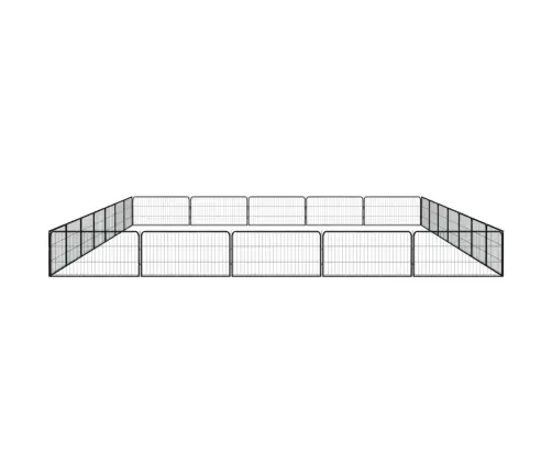 24 Paneeliga Koera Mänguaed Must 100X50 Cm Pulbervärvitud Teras