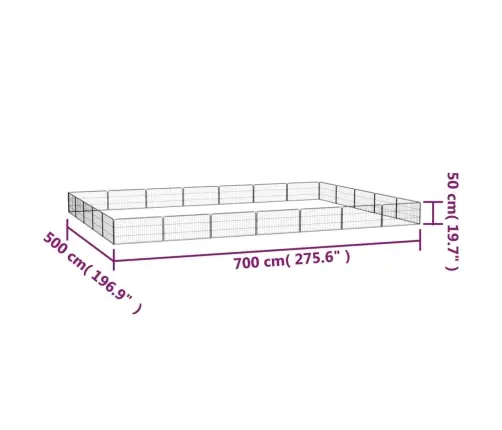 24 Paneeliga Koera Mänguaed Must 100X50 Cm Pulbervärvitud Teras