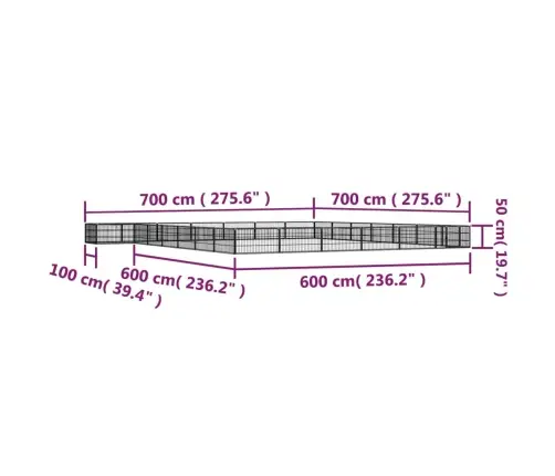 28 Paneeliga Koera Mänguaed Must 100X50 Cm Pulbervärvitud Teras