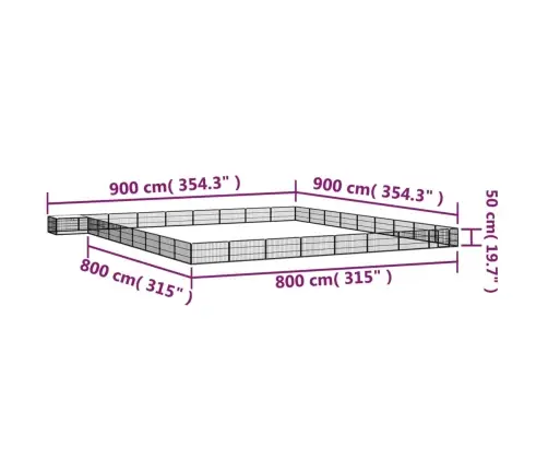 Suņu Sētiņa, 36 Paneļi, Melna, 100X50 Cm, Pulverkrāsots Tērauds Vidaxl