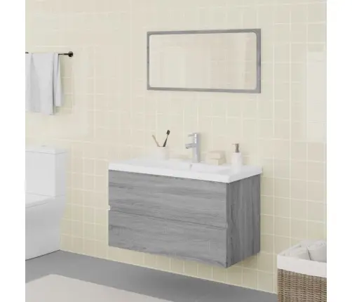 Vonios Baldų Komplektas, Pilkas Ąžuolo, Apdirbta Mediena